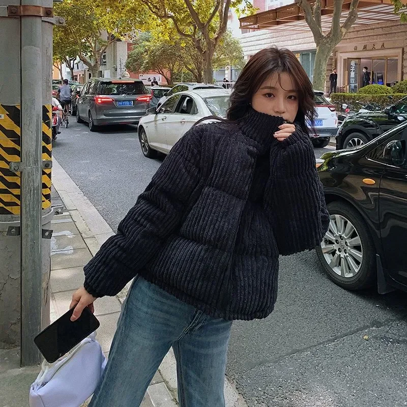 Autumn Winter Warm Parkas Women Solid Colors Zipper Loose Casual Thick Coat 2022 New Fashion Chic Pleated Jackets Korean Outwear