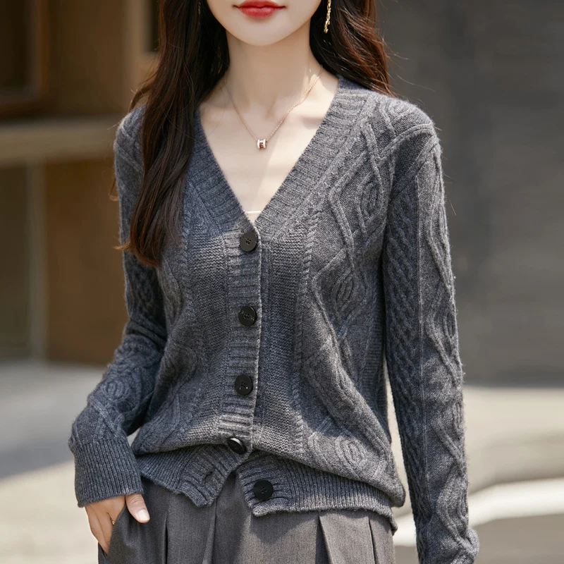 Осень/зима 2023 новый высококачественный вязаный кардиган женский свитер из 100%