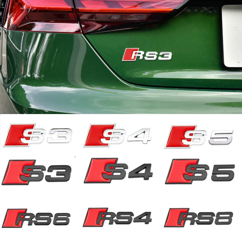 

3D Metal Car Sticker Badge Emblem for Audi S3 S4 S5 S6 S7 S8 RS3 RS4 RS5 RS6 RS7 RS8 Car Styling Metal Car Stickers Accessories