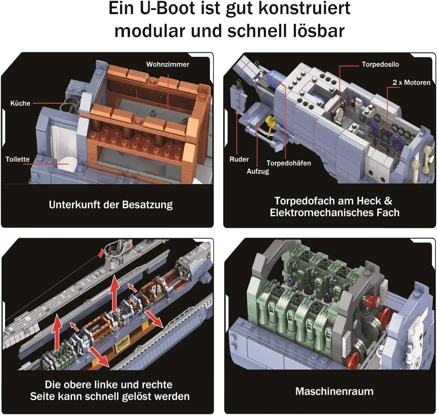 Военное оружие времен Второй мировой войны MOC 628011 вибрическая подводная лодка