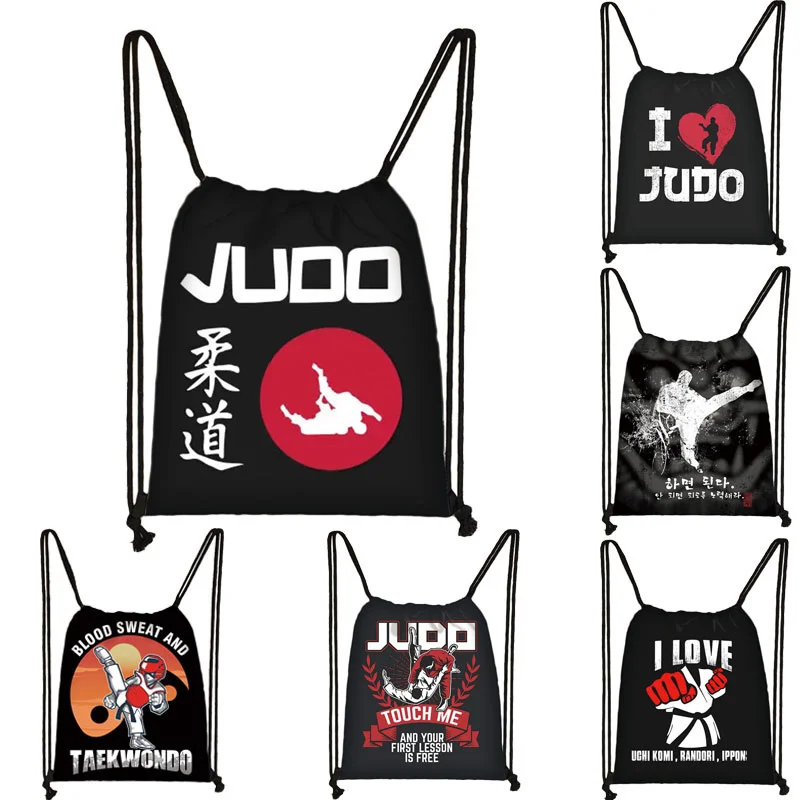 

Cool Martial Taekwondo /I Love Judo / drawstring bag boys girls storage bags teenager backpack man travel backpack