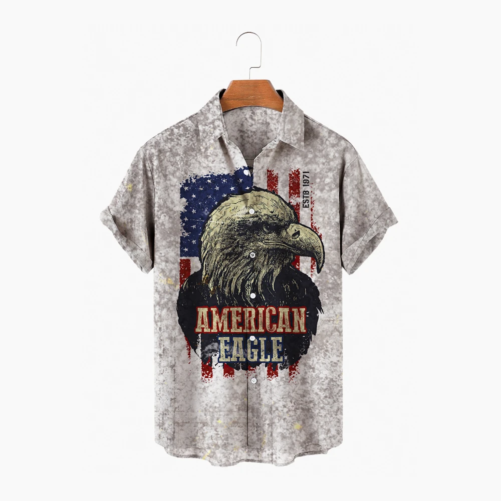 

Мужская рубашка, новая стандартная гавайская рубашка, мужская рубашка 2022 на одной пуговице, универсальная рубашка с принтом и короткими рук...