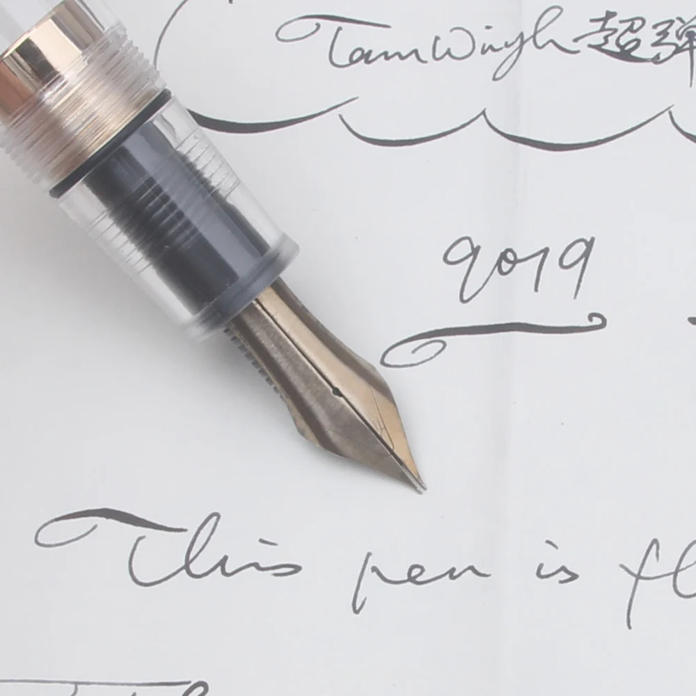Фото Новая ручка-фонтан Jinhao 9019 Super Elastic Flex Nib, прозрачная, мягкая, гибкая, для скетчинга, с цветочным узором, круглая, готическая, мягкая для письма №3