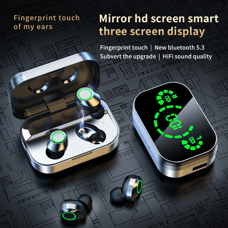 

Wireless Headphones TWS Bluetooth Earphones HIFI Earbuds Headsets 12D Bass Stereo With Mic Touch Charging For Sports Games Phone