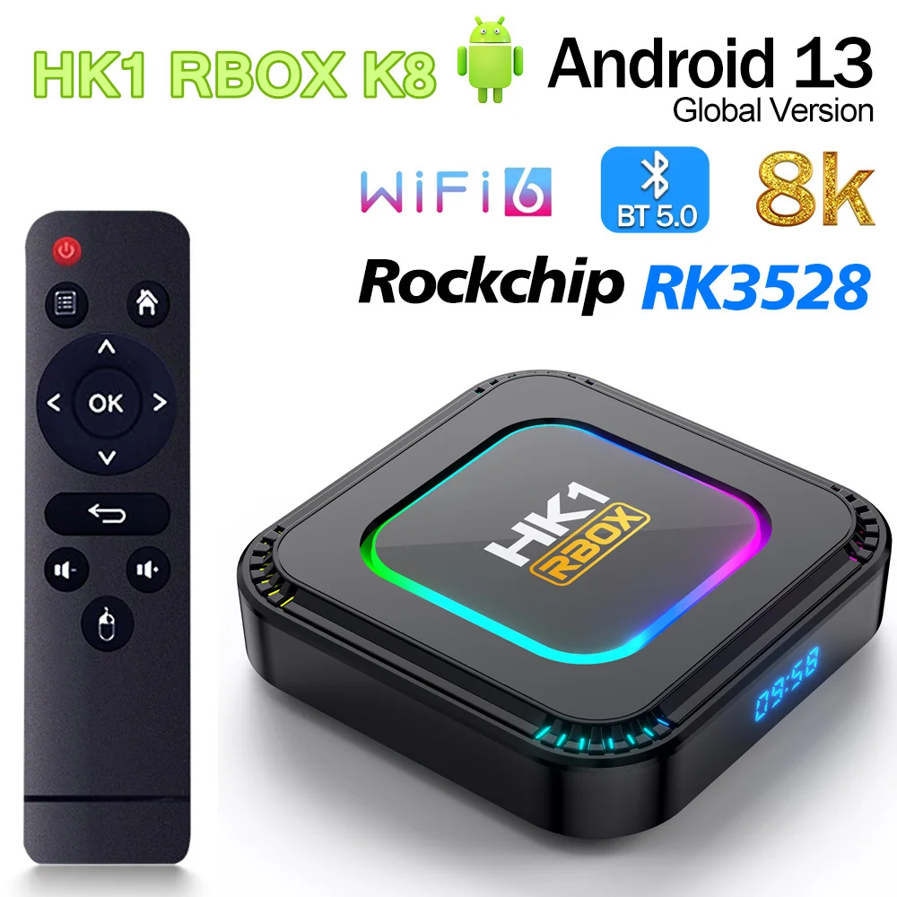 

HK1 RBOX K8 Android13.0 Smart TV BOX RK3528 2GB 16GB 4GB 32GB 64GB 128GB AV1 Wifi6 2.4G&5G Wifi 8K HD Media Player Set Top Box