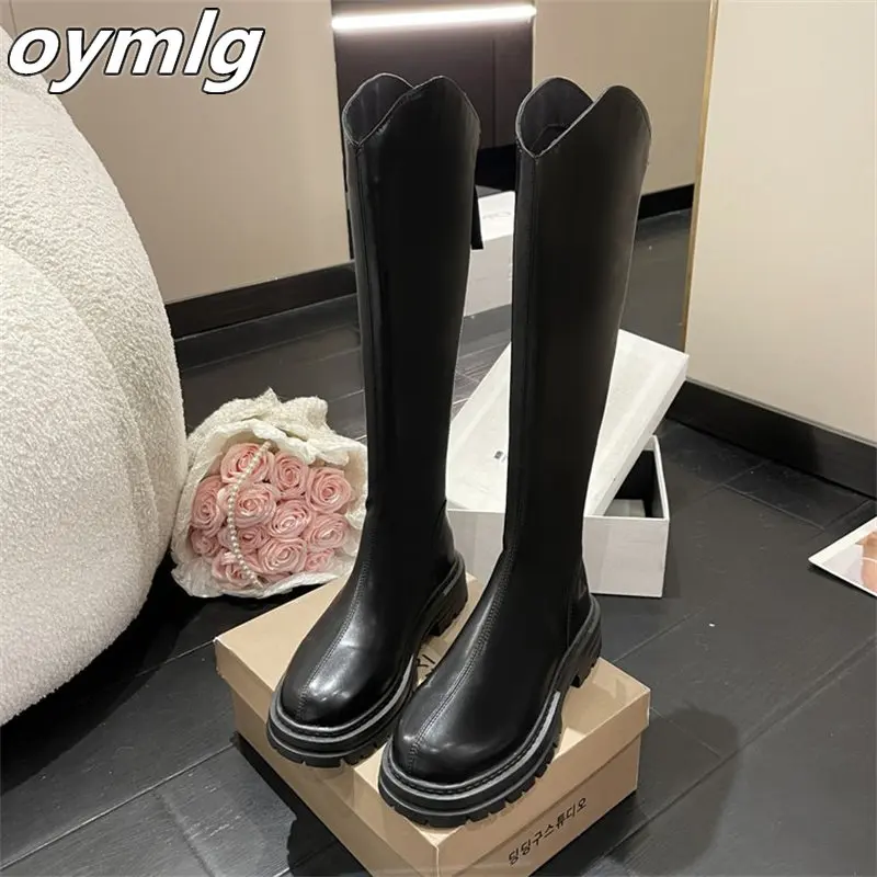High boots but knee-high women's 2022 autumn and winter new cigarette boots fashion all-match thin thick-soled boots women