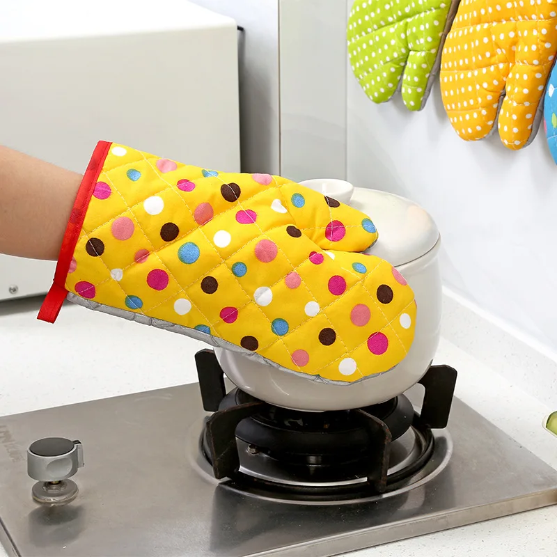 Mitten Microwave Oven Glove Cotton Insulated Baking Heat Resistant Terylene Non-slip Cute Kitchen Tool Gloves Oven Mitts