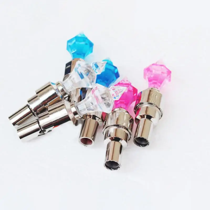 1 Pair Bicycle Tyre Nozzle Lamp Inductive Mountain Bike Diamond Hot Wheel Valve Lights Night Outdoor Warning Bicycle Accessories