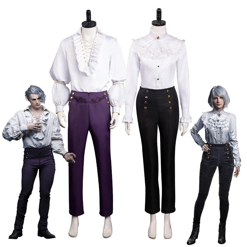 

Костюм для косплея Эшли Грэма из игры 4, костюм для косплея Leon S.Kennedy, белая рубашка и штаны, комплект для пар, костюмы для Хэллоуина