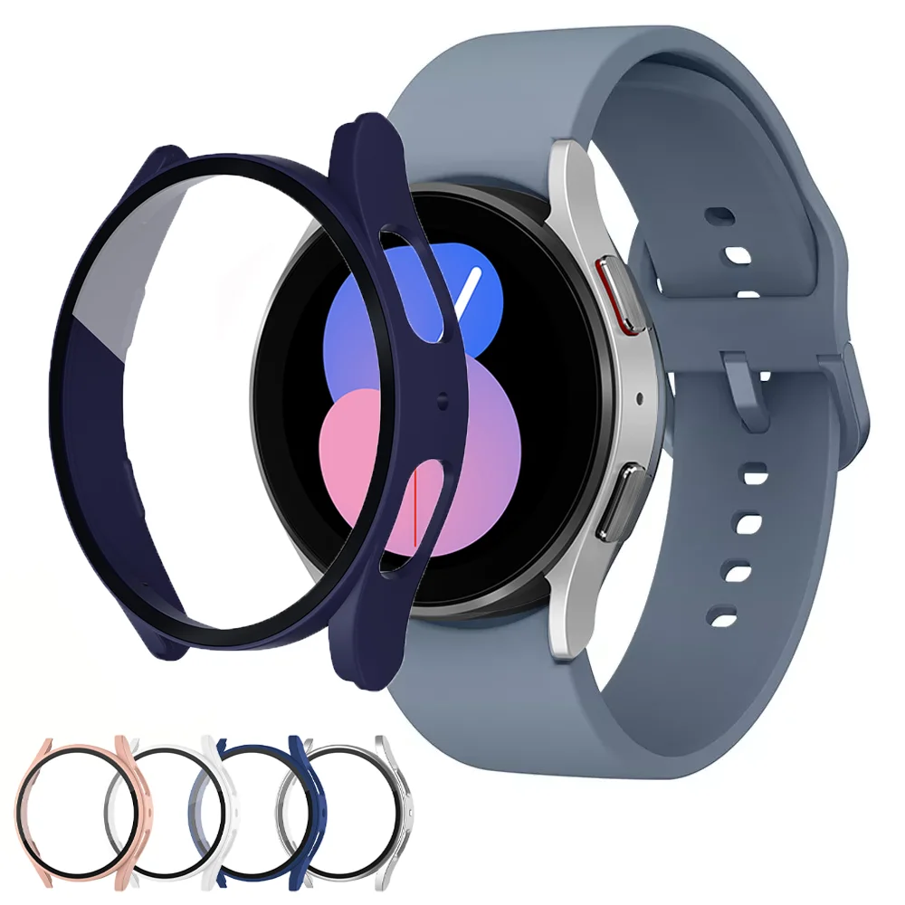 

Glass+Case for Samsung Galaxy Watch 5 40mm 44mm accessories Screen Protector PC Bumper All-Around Galaxy watch 5 pro 45mm Cover