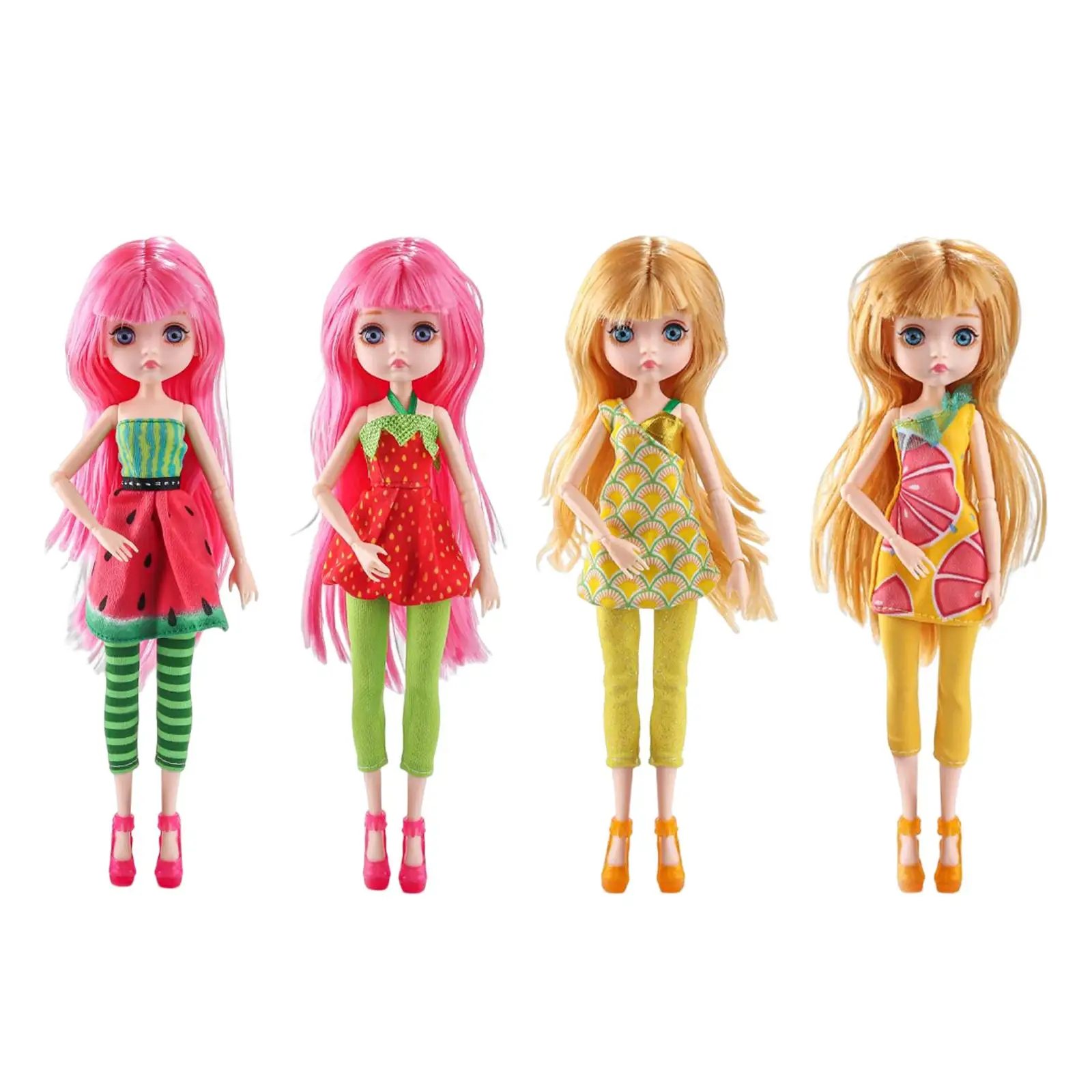 

Fashion Doll Smooth Hair Dress up 3D Eyes Moveable Joints for Birthday Gift