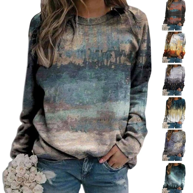 

Стильный свитшот с длинным рукавом, топы с круглым вырезом для женщин, подчеркнут ваш личный стиль