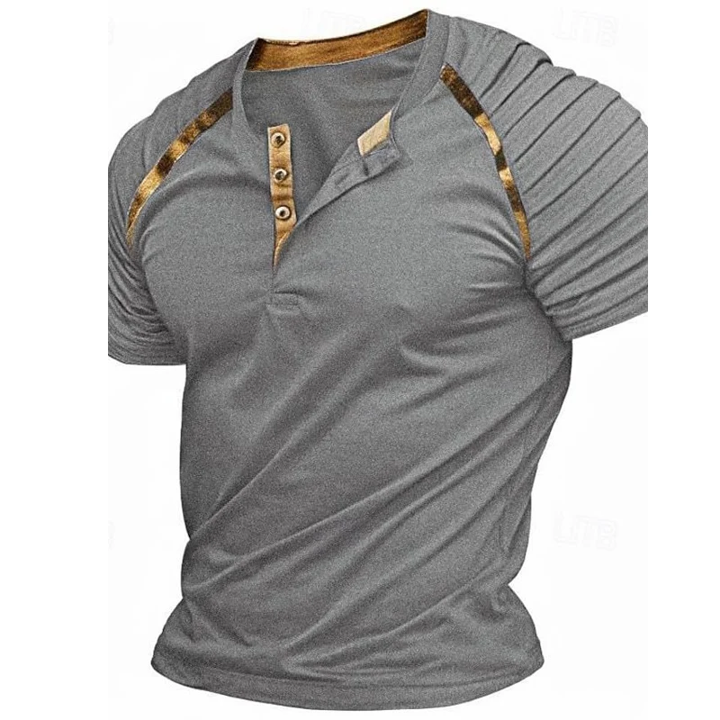 2024 весна-лето повседневные мужские футболки с короткими рукавами плиссированные