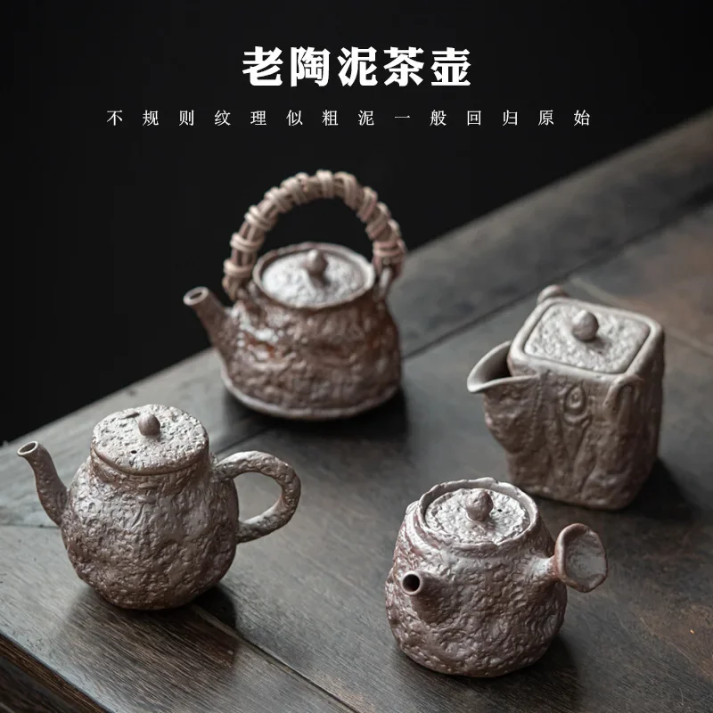 

Old Clay Retro Half-Handmade Teapot Tea Ware Personality Creative Kung Fu Tea Set Single Teapot Pot Tea Infuser Tea Kettle