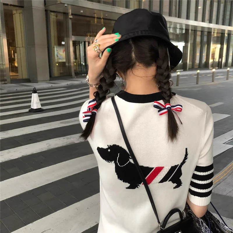 

Spot high-quality ~tb back sausage puppy knitted soft waxy dress four-bar short-sleeved slim skirt 21 female summer