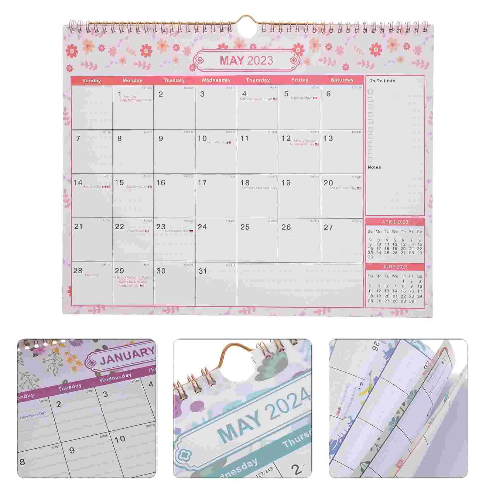 

Feb2022- Dec 2023 Rabbit Decoration Month Annual Yearly Wall Planner Monthly Spiral Schedule Calendar with