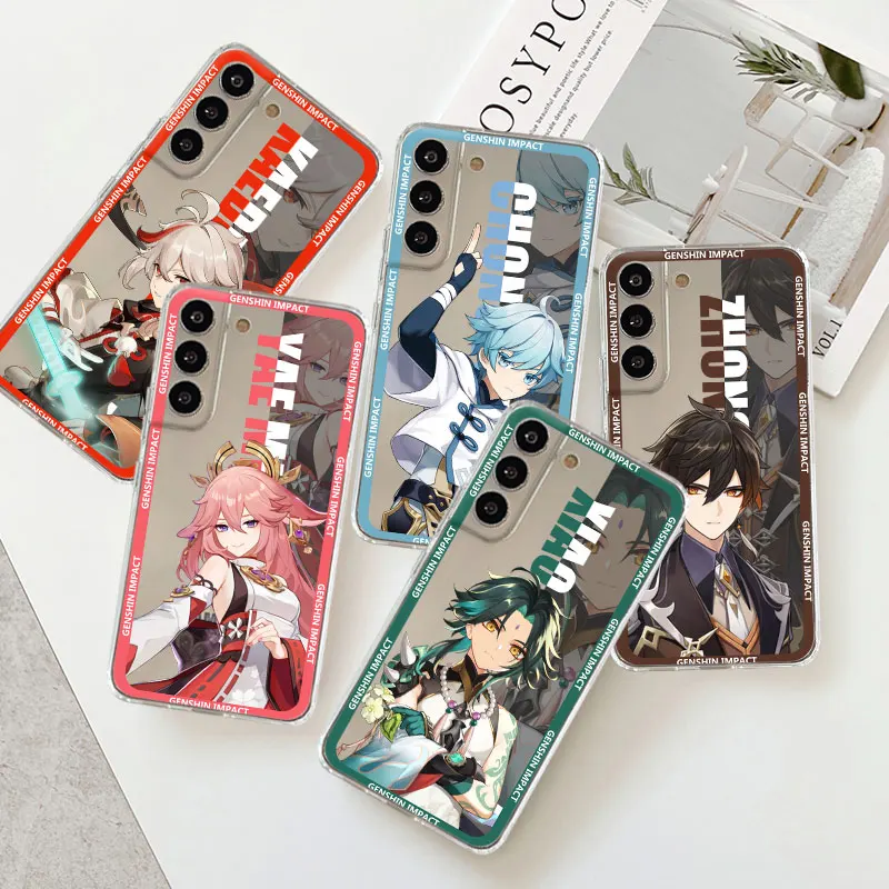 

Phone Clear Case For Samsung Galaxy S22 S21 S20 Ultra FE S10 S9 S8 Plus Note 20 Ultra 10 8 Cover Funda Genshin Impact Beelzebul