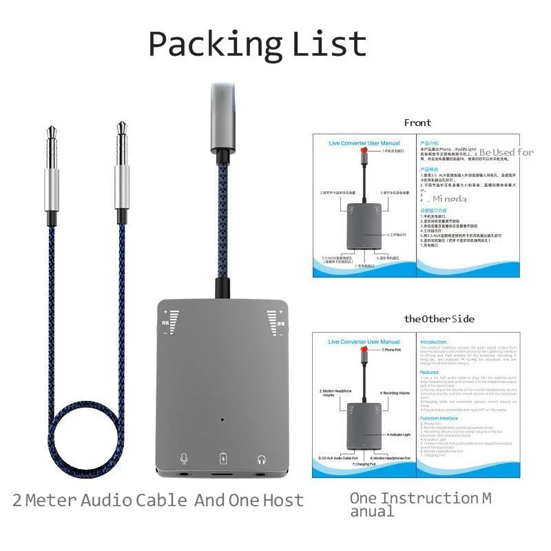 USB C Live Sound Card Speaker 3.5mm Audio Interface Adapter For Iphone Huawei Samsung Headphone High Quality Live Converter