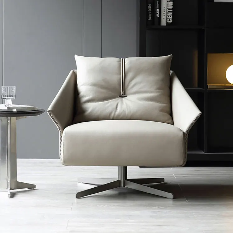 

Nordic Sofa Modern Apartment Living Room Recliner Leather A068