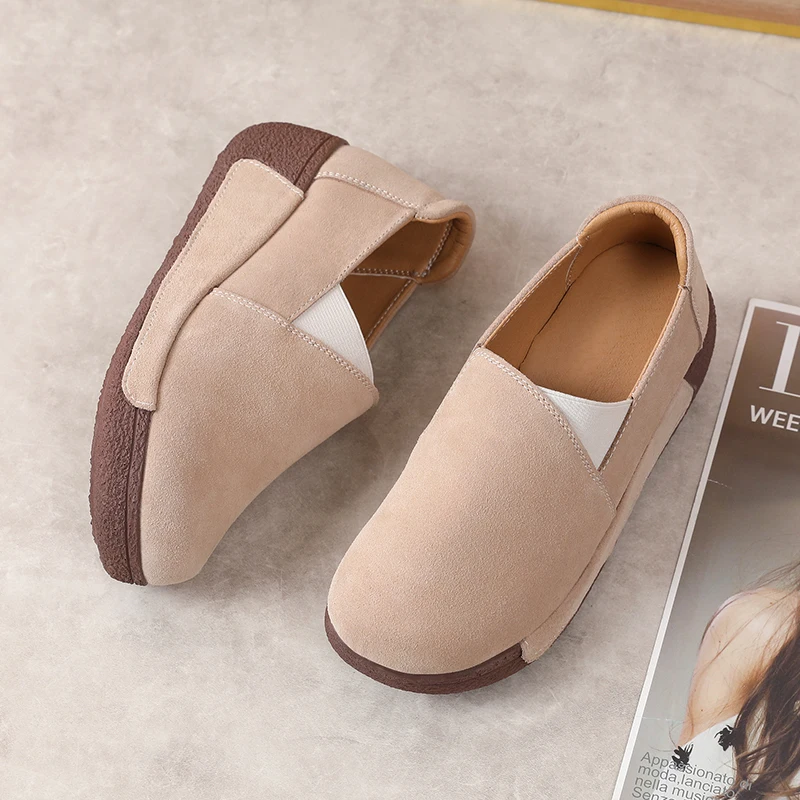 

Women's buckle free leather shoes