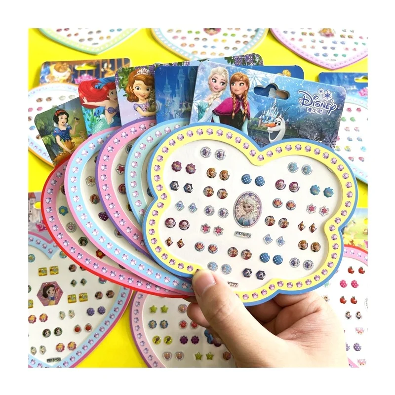 

Disney 3D Cartoon Earring Sticker Frozen Mickey Minnie Cinderella Rapunzel Ariel Children Cute Decoration Stickers for Girl Toys