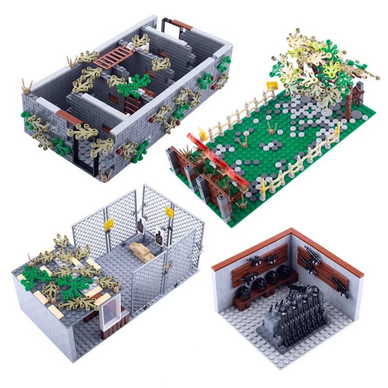 

MOC Outdoor Sports Archery Shooting Range Weapons Depot Police Gun Shooting Range Scene Mosaic Building Blocks Kid Bricks Toys