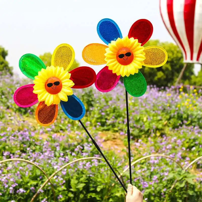 

Yard Outdoor Decor Spinner Wind Windmill Garden Colorful Rainbow Sun Flower '