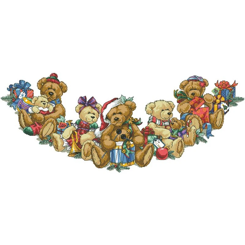 

ZZ2714 Cross Stitch Kit Embroidery Art Homfun Bear Cross Stich Painting Joy Sunday Christmas Decorations For Home Homefun