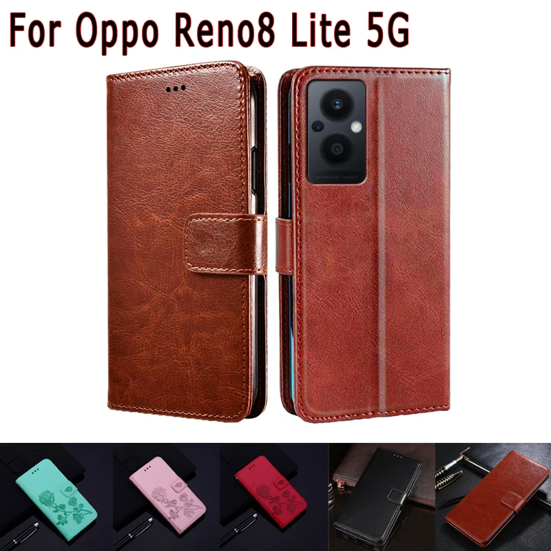 

Чехол-книжка с подставкой для Oppo Reno 8 Lite, чехол с магнитной картой, кожаный бумажник для телефона, чехол-книжка для Oppo Reno8 Lite 5G чехлы на чехол