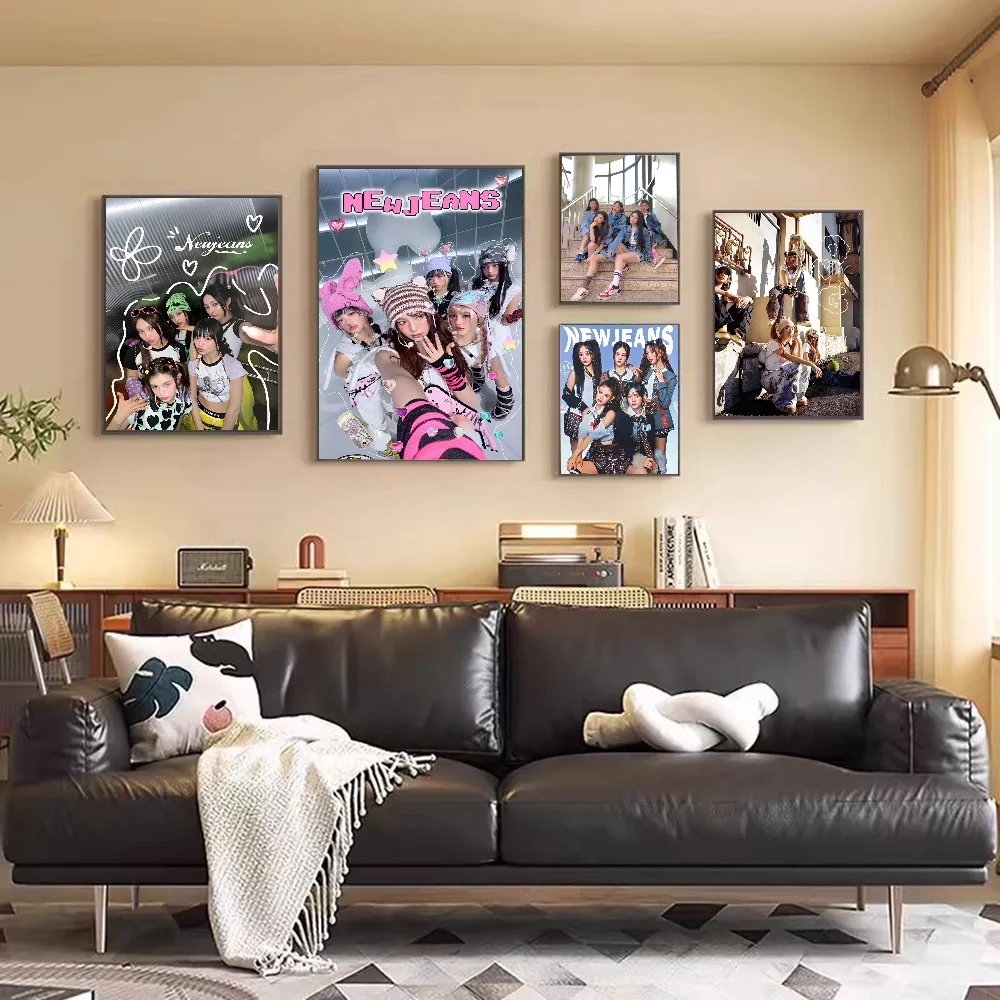 Kpop N-Newjeans классические постеры с фильмами винтажные наклейки для декора комнаты