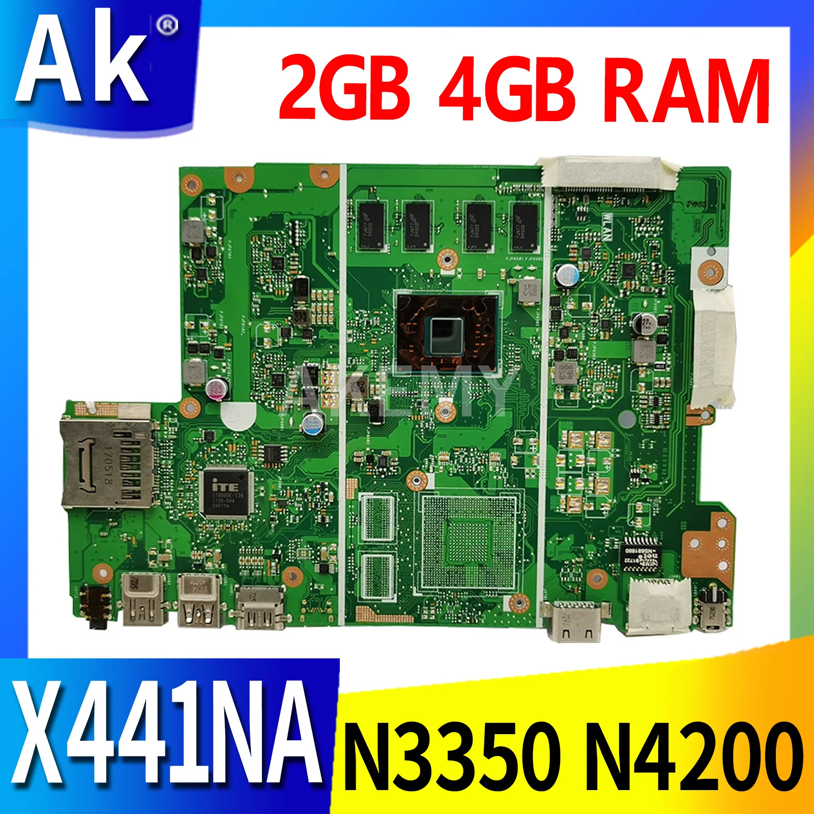 

X441NA Laptop Motherboard 2GB 4GB RAM N3050 N3350 N4200 for ASUS X441N X441NA X441NC F441N Notebook Mainboard