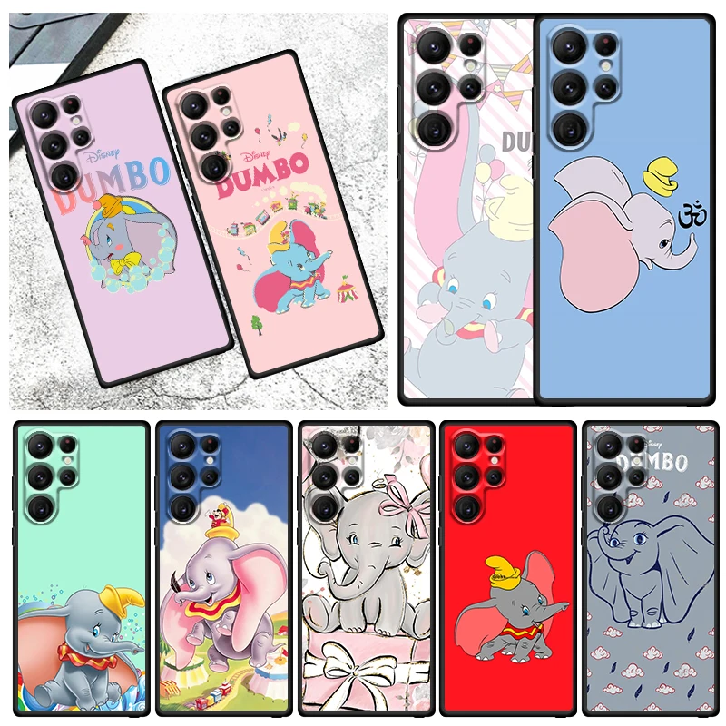 

Anime Dumbo Cartoon Phone Case For Samsung Galaxy S23 S22 S21 S20 FE S10 S10E S9 Plus Ultra Pro Lite 5G TPU Black Funda