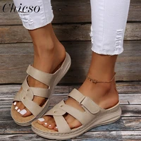 summer casual sandals women 2022 new open toe comfy hookloop ladies home beach shoes 36 42 large sized flat sandals
