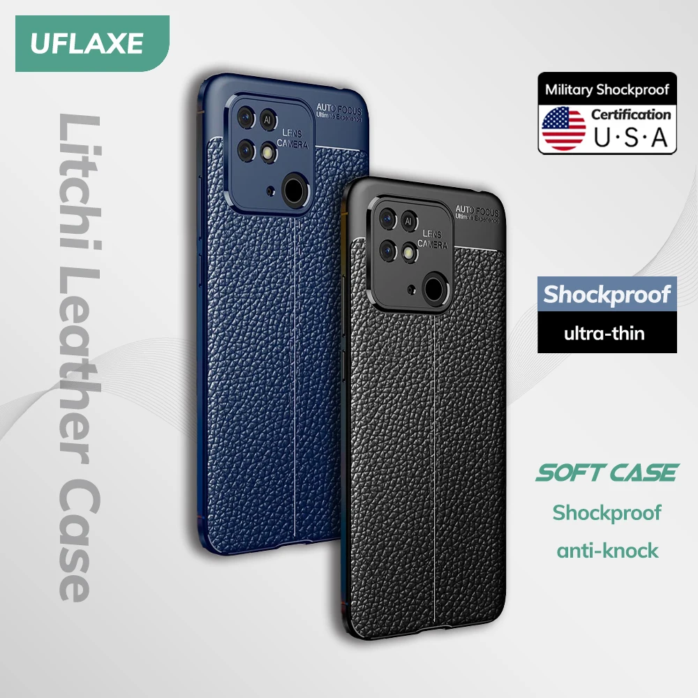 UFLAXE Original Shockproof Case for Xiaomi Redmi 10 10A 10C Soft Silicone Back Cover TPU Leather Casing
