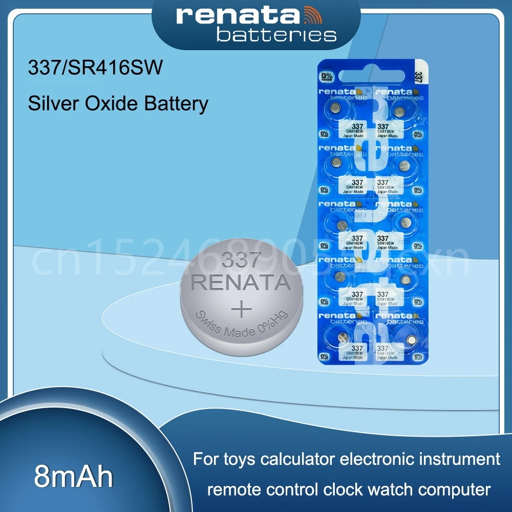 Оригинальный аккумулятор Renata 337 SR416SW AG6 LR416 337A 1,55 в из оксида серебра для часов, батарея для игрушечного калькулятора, швейцарская кнопка, монетница