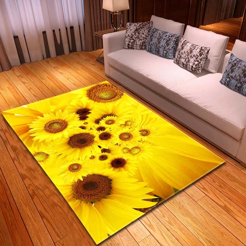 

Sunflower 3D Carpets Big Living Room Area Rug Children Play Carpet Floral Parlor Bedroom Rug Kitchen Floor Mat Entrance Doormat