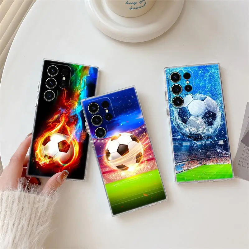 Чехол для телефона S25Ultra Samsung Galaxy S25 S24 S23 S21 Ultra S20 FE S22 Plus A35 A55 прозрачный чехол Football