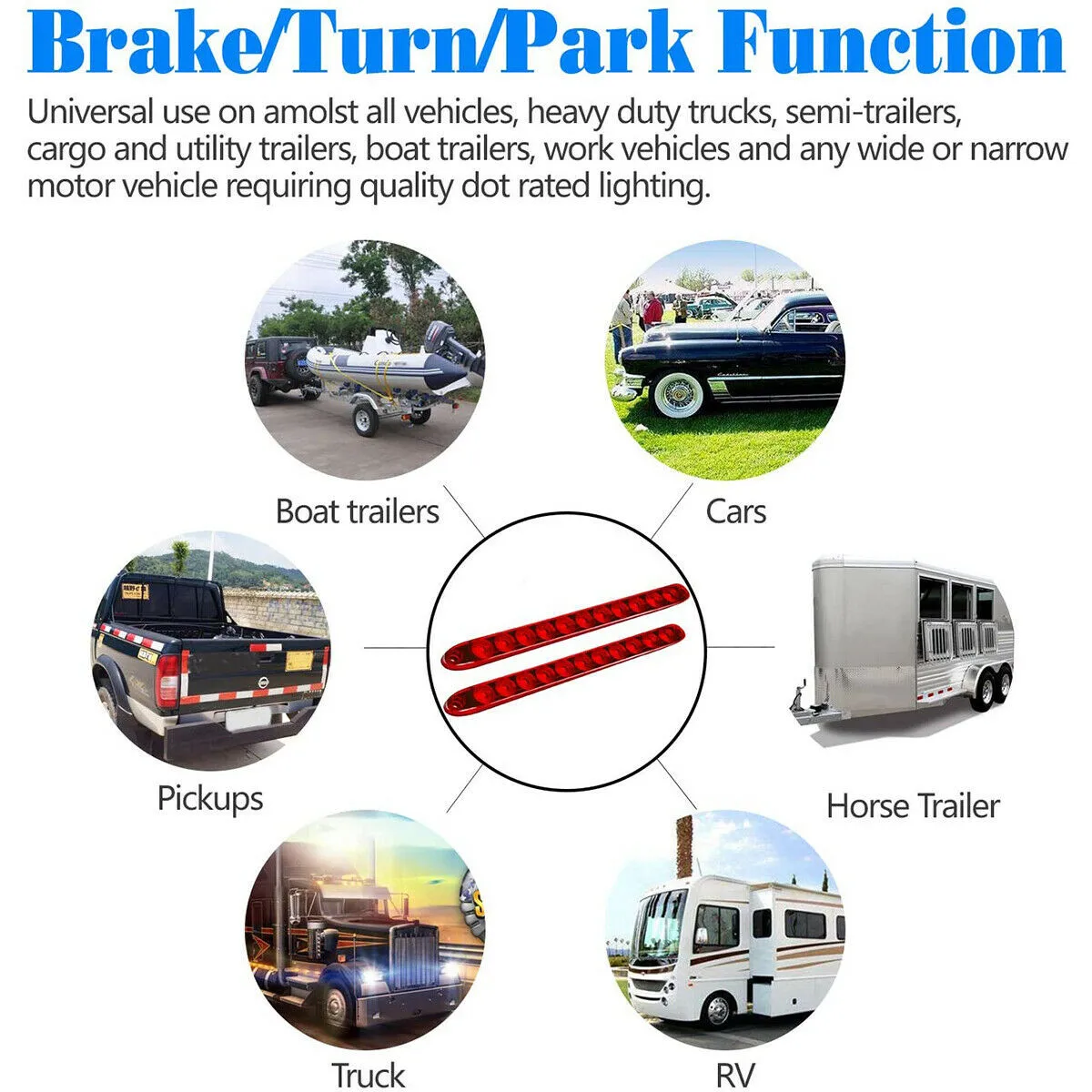 

Red Trailer Light Bar 15inch Car Stop Super Bright 3rd Brake Tail Lights