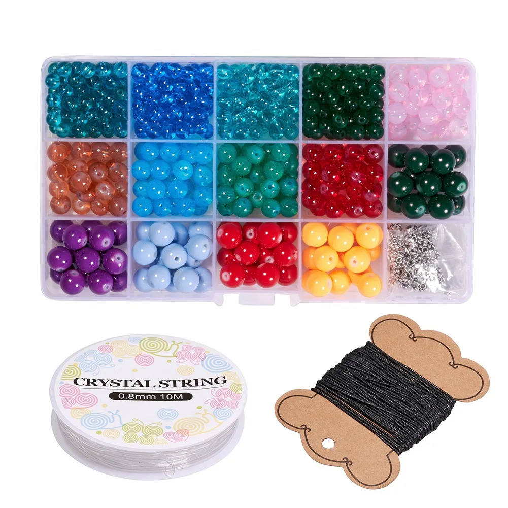 

New 14-color Mixed Glass Bead Necklace Set Handmade String Material Diy Accessories Jewelry Making