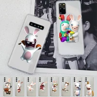 raving rabbids cartoon phone case for samsung s20 s10 lite s21 plus for redmi note8 9pro for huawei p20 clear case