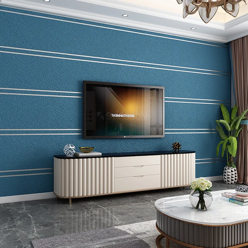

Nordic Plain Wide Striped Deerskin Velvet Wallpaper Bedroom Living Room Television Background Wall Non-Woven 3D Wallpaper