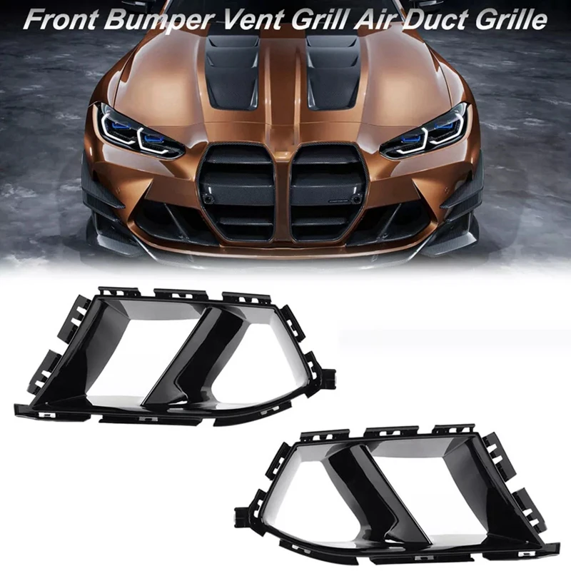 Car Front Bumper Vent Grill Air Duct Grille Cover Black For BMW G80 M3 G82 G83 M4 2021-2024