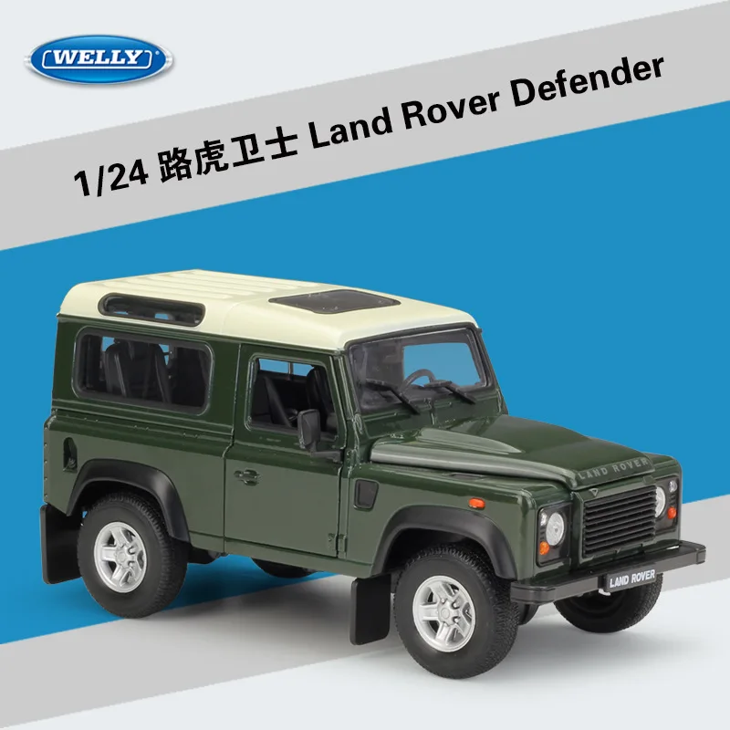 

Welly 1:24 Land Rover Defender Army Green Alloy Car Model Diecasts & Toy Vehicles Collect Gifts Non-remote Control Type B406