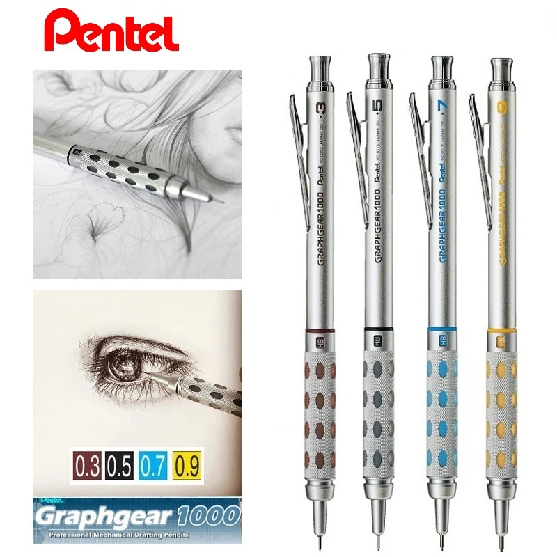 Фото Японский механический карандаш Pentel GraphGear 1000, металлический стержень, автоматические карандаши премиум-класса для рисования, эскизов, черчения, канцелярские принадлежности №1