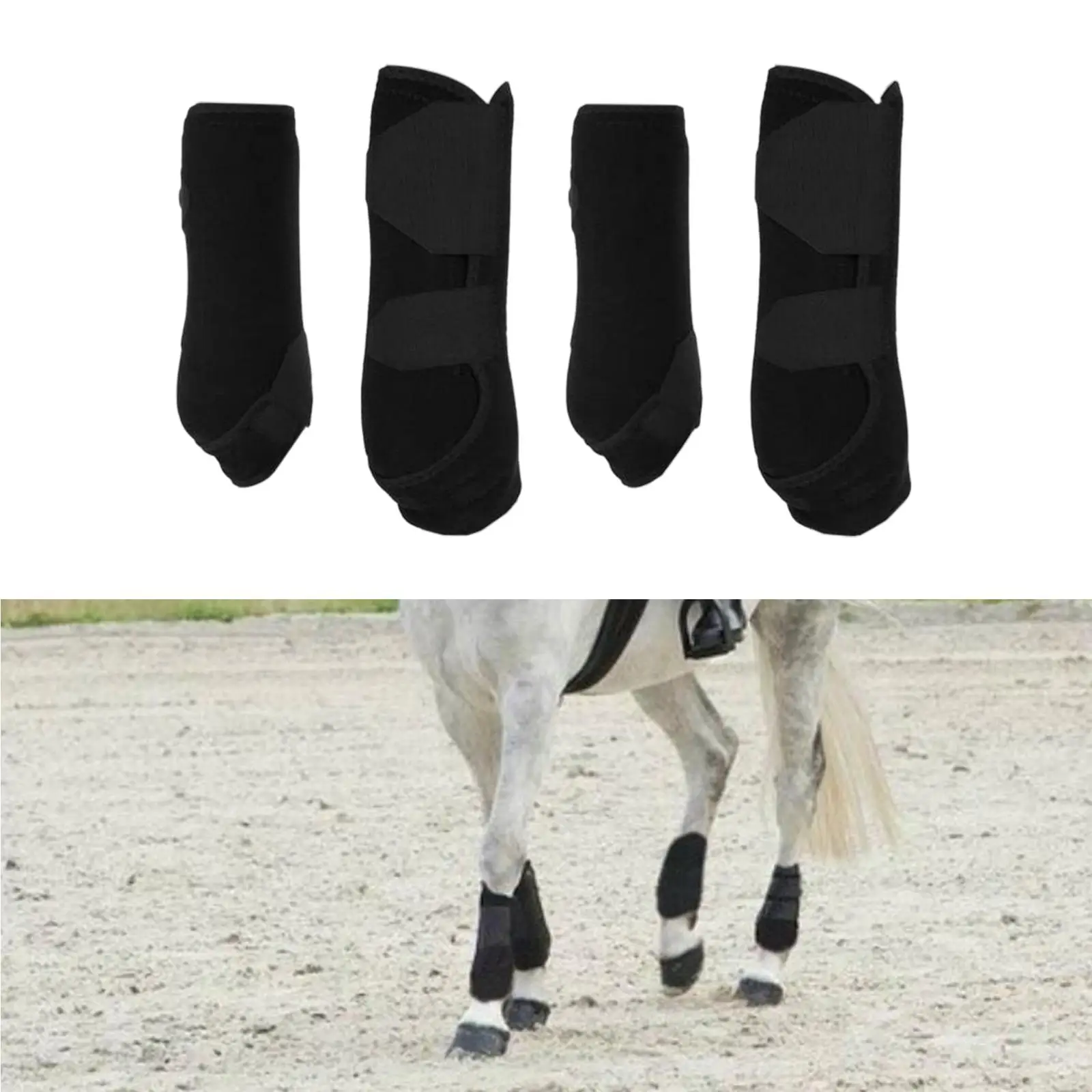 

4x Neoprene Horse Boots Leg Protection Wraps Shockproof Protector Gear for Jumping Training Riding Equestrian Equipment
