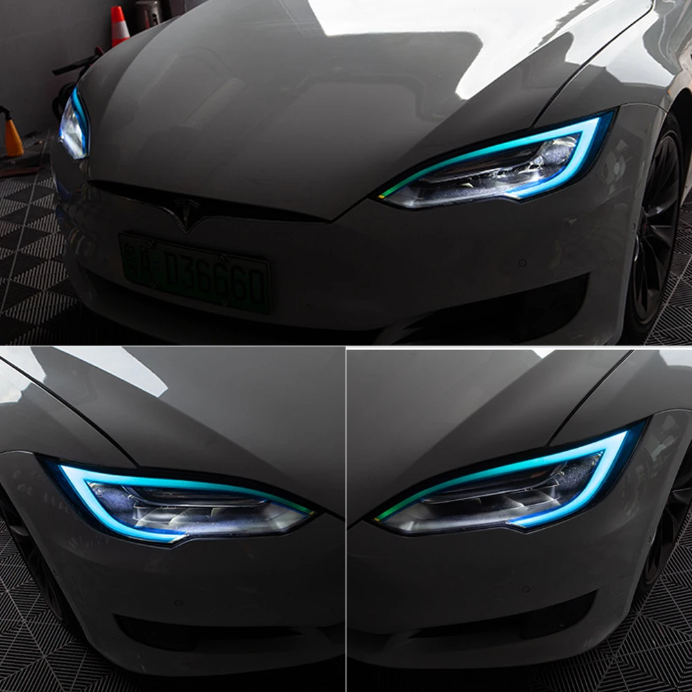 Tesla Model X Model S Daytime Running Lights Change Color Film Eyebrow Lamp Headlight Film Anti-scratch Protection Car Accessori Tesla Model X Model S Daytime Running Lights Change Color Film Eyebrow Lamp Headlight Film Anti-scratch Protection Car Accessori