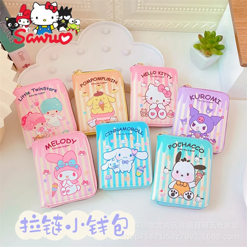 

Sanrio Melody Kuromi Hello Kitty Cinnamoroll Pochacco Japanese Short Zipper Wallet Student Wallet Loose Coin Card Storage Bag