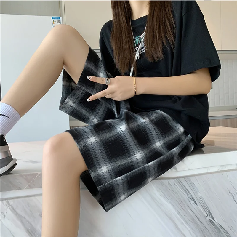 Брюки спортивные в клетку для мужчин и женщин нейтральные штаны японском стиле