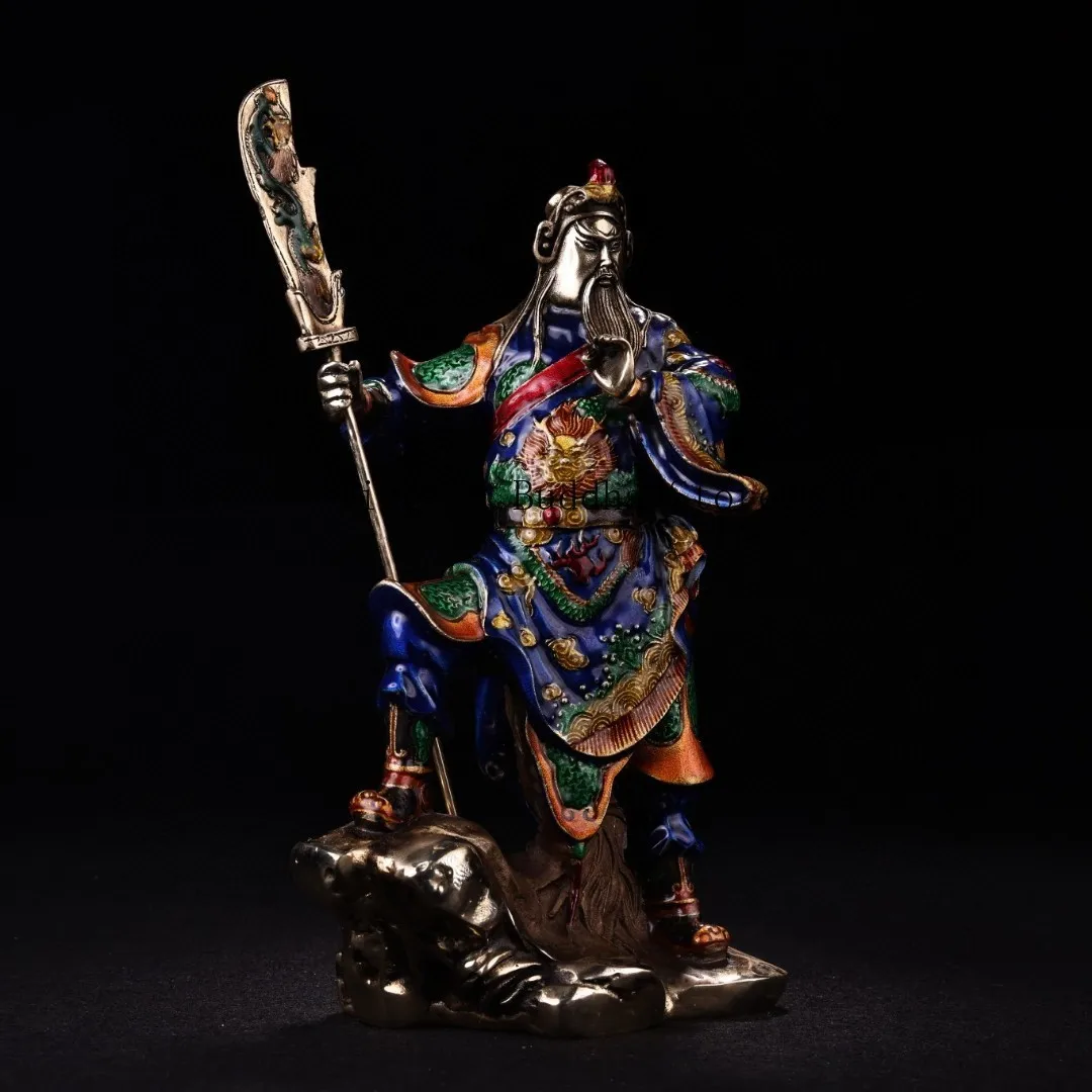 Статуя из чистой меди старая латунь перегородчатая статуя Guan Gong Station Будды Yuguan Erye