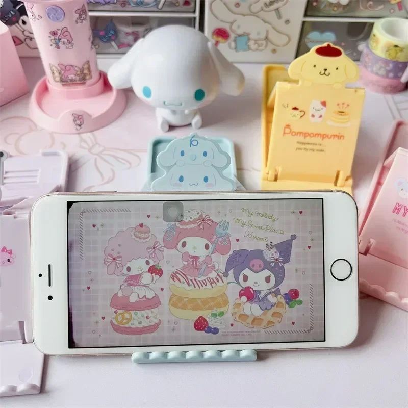 Sanrio Hello Kitty Mobile Phone Holder Cute Cartoon Kuromi Cinnamoroll My Melody Adjustable Laptop Support Bracket Holiday Gifts